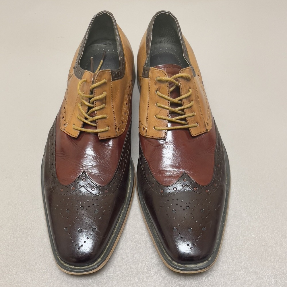 Stacy Adams Shoes Wingtip Oxford Men 12 D Brown Tri Color  Tinsley Dress Lace Up